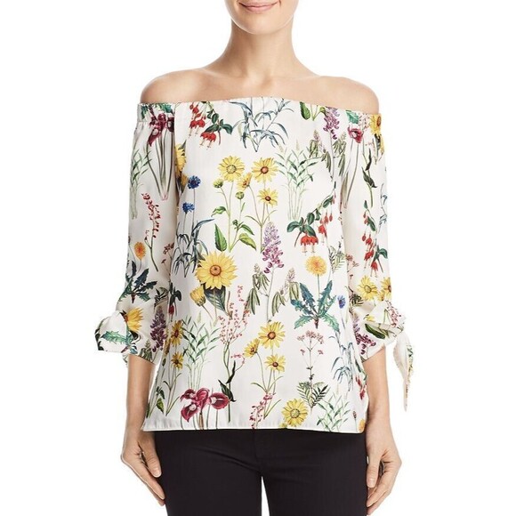 Bailey 44 Floral Size Small Off the‎ Shoulder Blouse Top Ivory Garden Spring - Picture 1 of 16